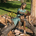 Popular Design Life Size Children Sculpture bronze Boy and Girl Statue